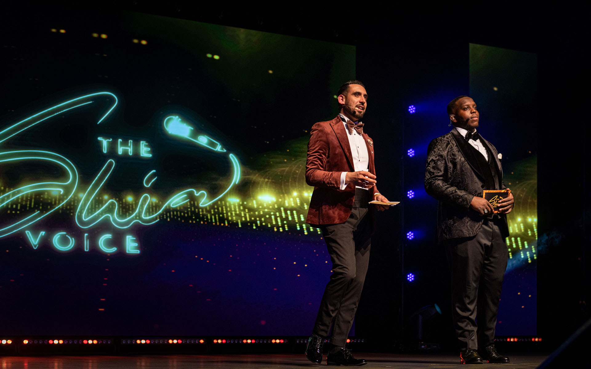 The Shia Voice Season 2 hosts on stage in 2023